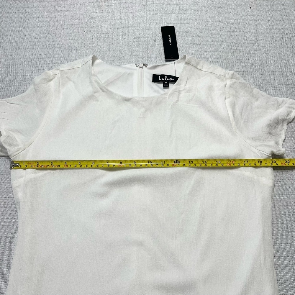 Lulu’s Buenos Aires White Shift Dress NWT Sz M Beach Resortwear Boho Minimalist - Picture 6 of 10